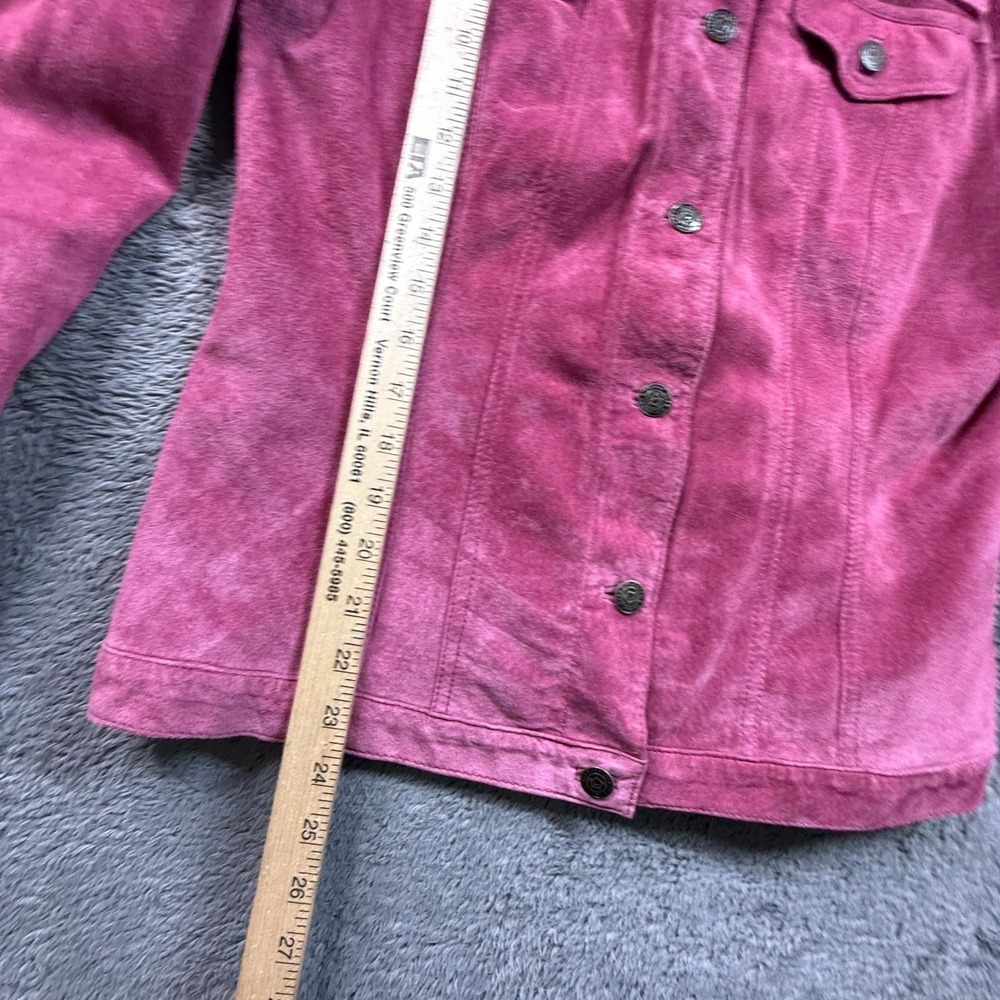 For Joseph M Pink Suede Leather Jacket Womens Button Front Y2K Vintage - Picture 5 of 6